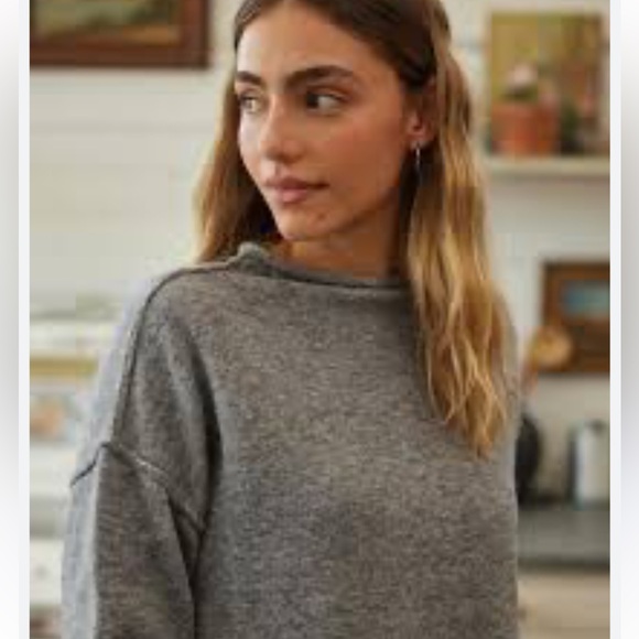 Nuuds Cozy Knit Mock Neck size L charcoal grey - Picture 2 of 14